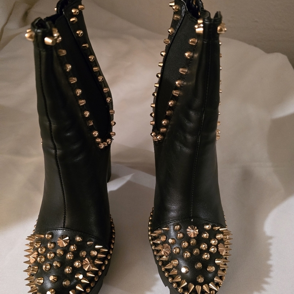 EGO Domino Gold Stud Black Platform Boots - Picture 12 of 16